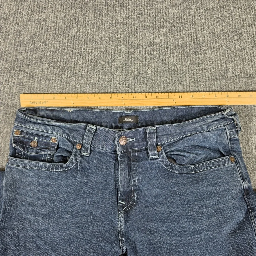 True Religion Ricky Relaxed Straight Jeans Mens Blue Denim Tag 38 Actual 36x31